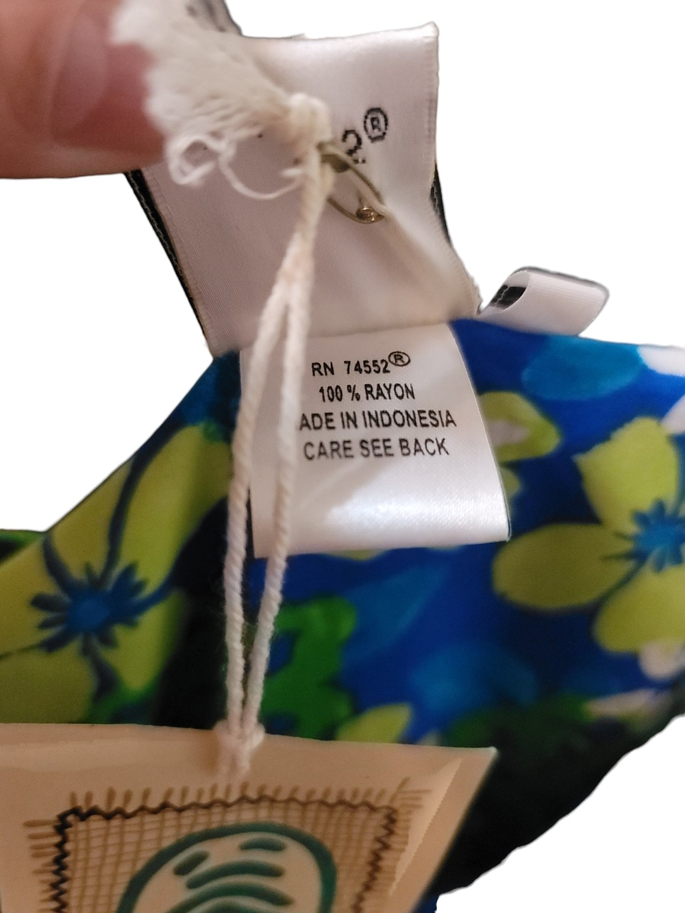 USINDO - Large Blue Floral Maxi Dress with Green & Yellow Blooms - Picture 8 of 8